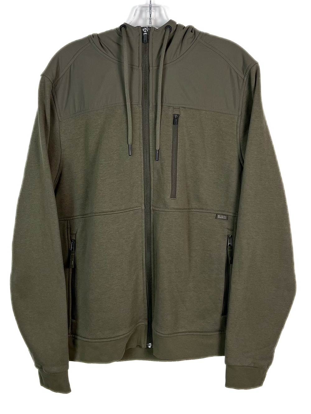 5.11 Tactical Jacket Mens Medium Olive Green Full Zip Hooded Pockets EUC
